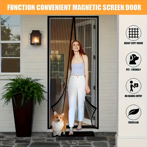 Automatic Magnetic Mesh Door Screen-Insect And Mosquito Protection, Magnetic Closure, Easy Installation, Pet-Friendly Insect Barrier, Breathable Soft Screen Curtain, Magnetic Screen Door for Bedroom, Kitchen, Living Room, Dining Area, And Balcony