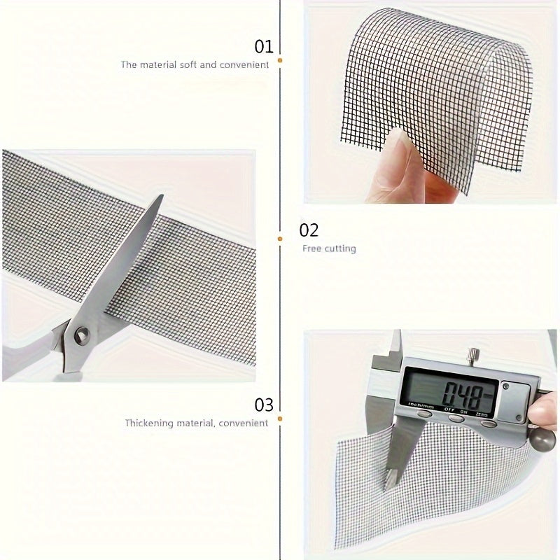 Self-Adhesive Window Repair Tape, Fiberglass Mesh Patch for Screens - Seal Holes & Tears, Insect Proof for Home/ Office